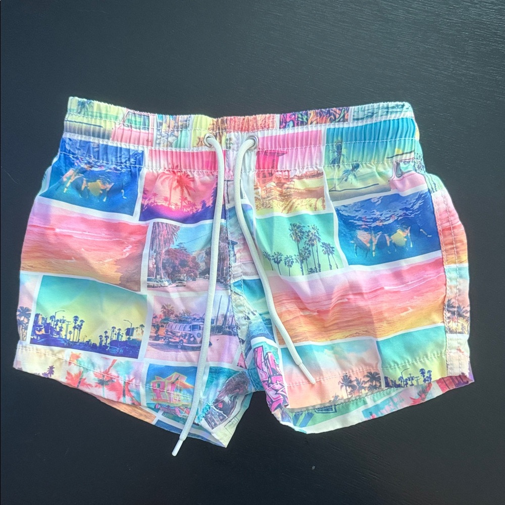 Kids Multicolor Beach Print Swim Shorts